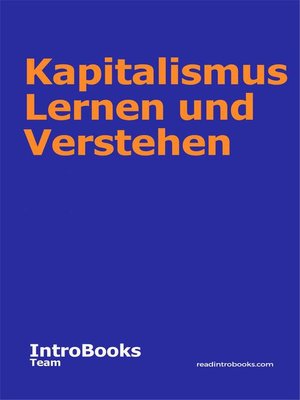 cover image of Kapitalismus Lernen und Verstehen